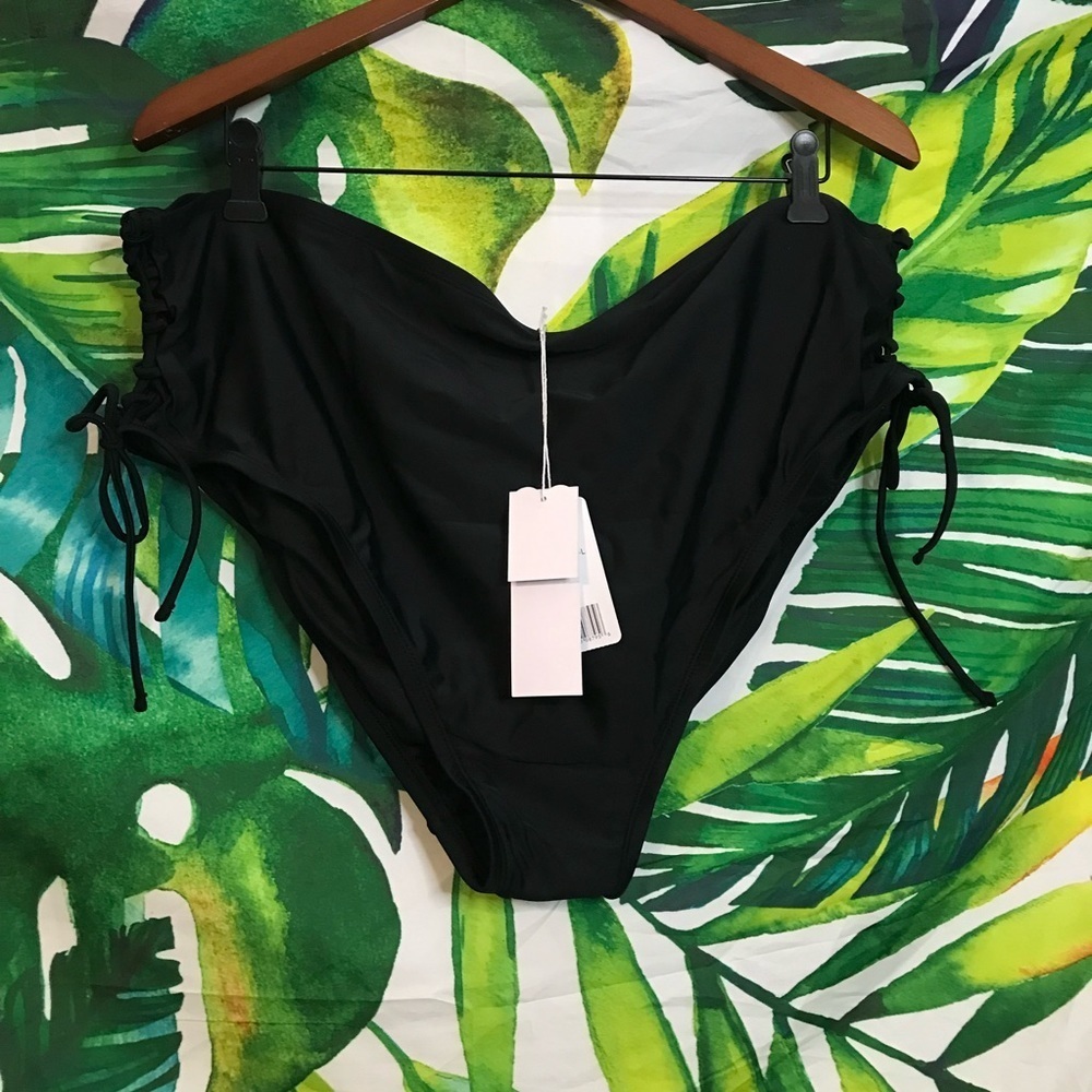 $40 LYSA 3X Black Side Tie Black Hipster Tummy Control Brief Bikini Bottoms